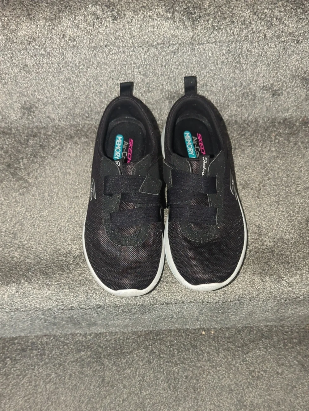 Skechers Black Slip-On Athletic Sneakers with White Sole